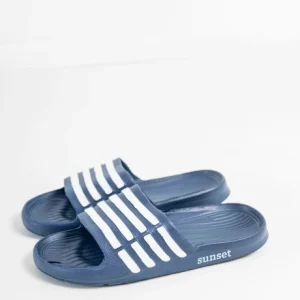 Sandalia Franjas Azul con Blanco