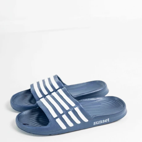 Sandalia Franjas Azul con Blanco
