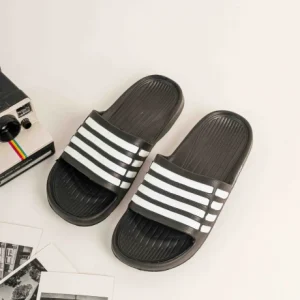 Sandalia Franjas Negro con Blanco