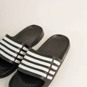 Sandalia Franjas Negro con Blanco